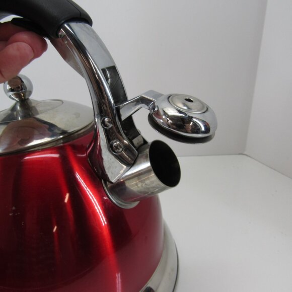 Master Class Premium Collection Red Stainless Steel 2.5Qt Whistling Tea Kettle - Picture 3 of 8